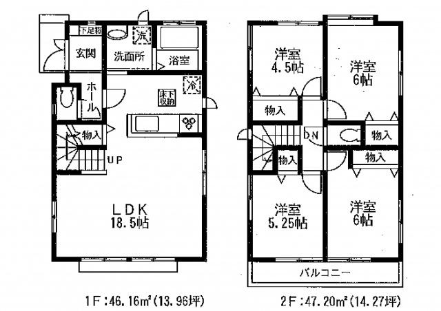 Floor plan. 46,800,000 yen, 4LDK, Land area 89.22 sq m , Building area 93.36 sq m