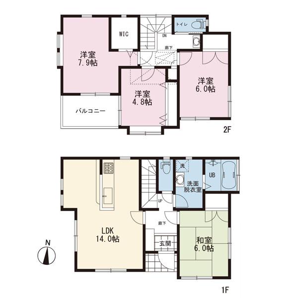 Floor plan. (3 Building), Price 42 million yen, 4LDK, Land area 100.49 sq m , Building area 96.72 sq m