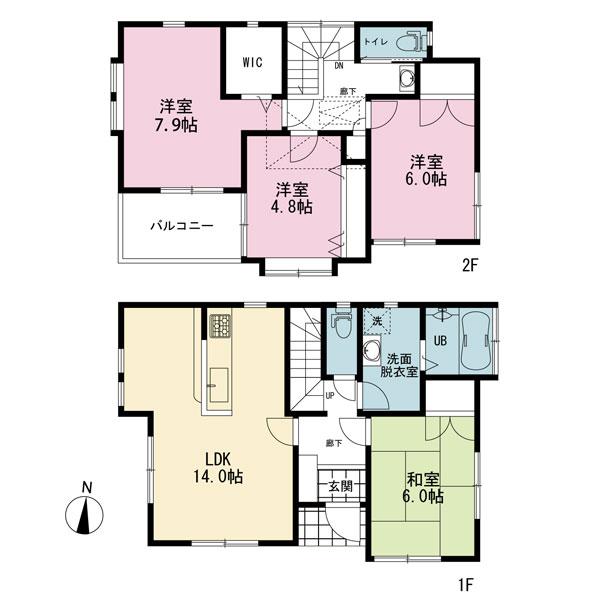 Floor plan. (5 Building), Price 43 million yen, 4LDK, Land area 100.49 sq m , Building area 96.72 sq m
