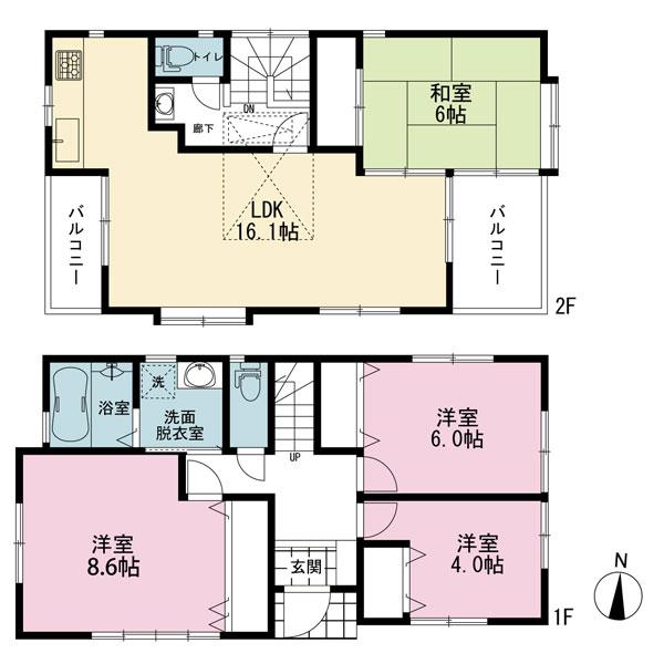 Floor plan. (16 Building), Price 42,500,000 yen, 4LDK, Land area 100.5 sq m , Building area 99.9 sq m