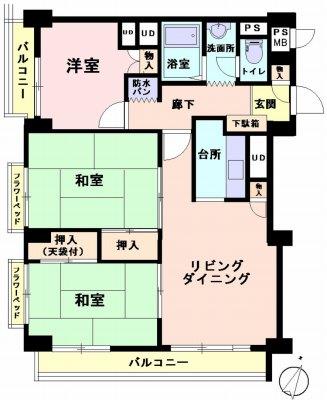 Floor plan. 3LDK, Price 17.8 million yen, Occupied area 71.16 sq m , Balcony area 9.14 sq m