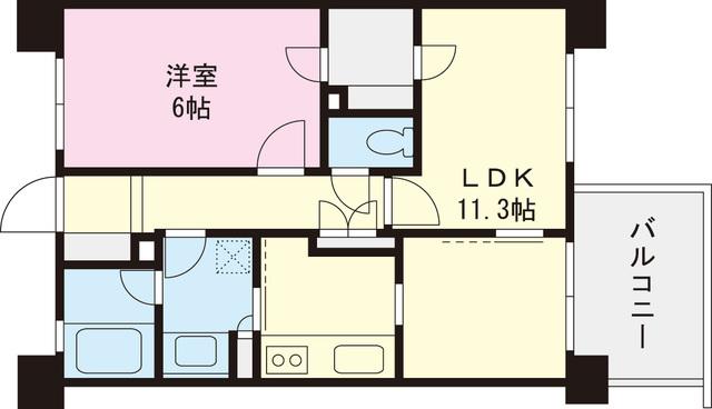 Floor plan. 1LDK, Price 26,900,000 yen, Footprint 43.5 sq m , Balcony area 6 sq m