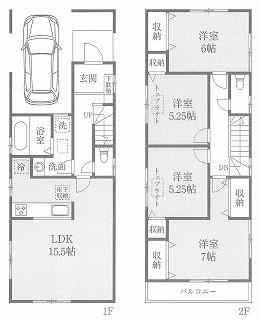 Floor plan. 42,800,000 yen, 4LDK, Land area 81.13 sq m , Building area 105.3 sq m
