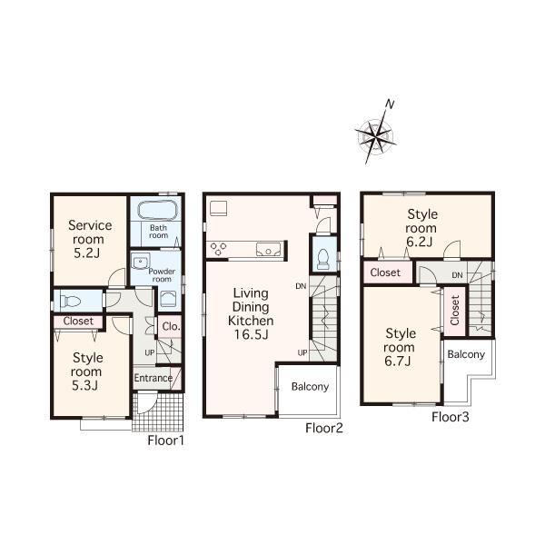 Floor plan. 36,800,000 yen, 3LDK+S, Land area 70.53 sq m , Building area 105.91 sq m