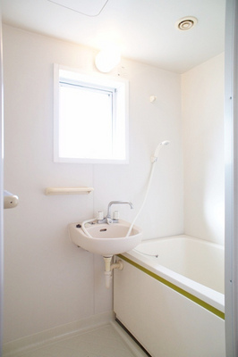 Bath. Windowed bathroom. Plug pale light. 