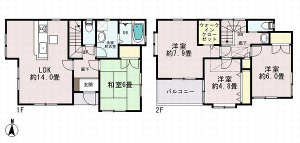 Floor plan. (5 Building), Price 41,658,000 yen, 4LDK, Land area 100.49 sq m , Building area 96.72 sq m