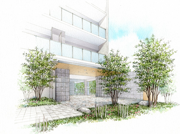 Features of the building.  [Quaint entrance to welcome in the elegance of expression] Entrance yelling spun the "Japanese beauty" casually to the elements that make up the space. Without being influenced by fashion of the moment, Feel the traditional beauty, We produce a living space inspirational. (Entrance Rendering Illustration)