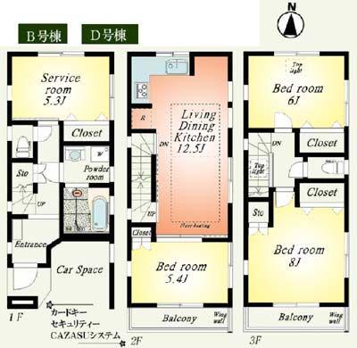Floor plan. 37,800,000 yen, 3LDK+S, Land area 56.14 sq m , Building area 101.42 sq m