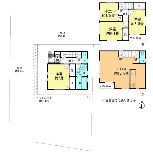 Floor plan. Price 42,800,000 yen, 4LDK, Land area 65.59 sq m , Building area 100.81 sq m