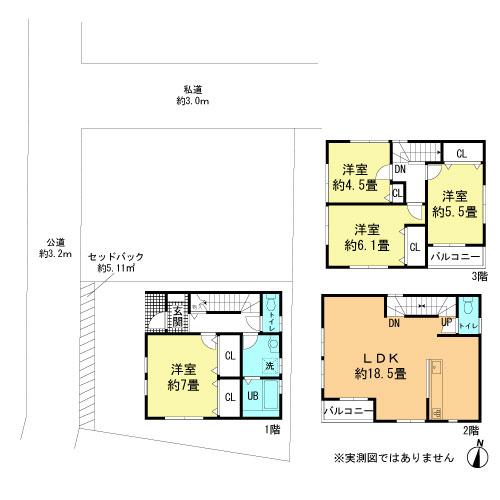 Floor plan. Price 41,800,000 yen, 4LDK, Land area 65.59 sq m , Building area 100.81 sq m