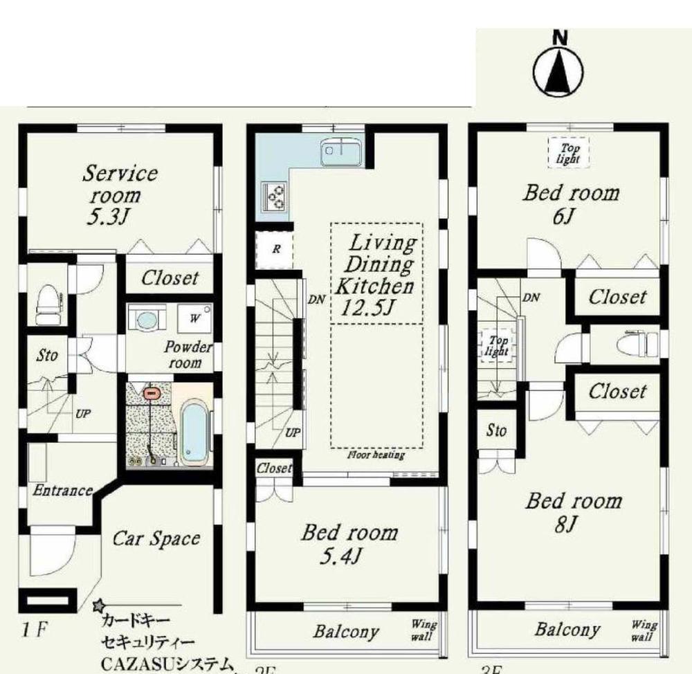 Floor plan. (B Building), Price 37,800,000 yen, 4LDK, Land area 56.15 sq m , Building area 101.42 sq m