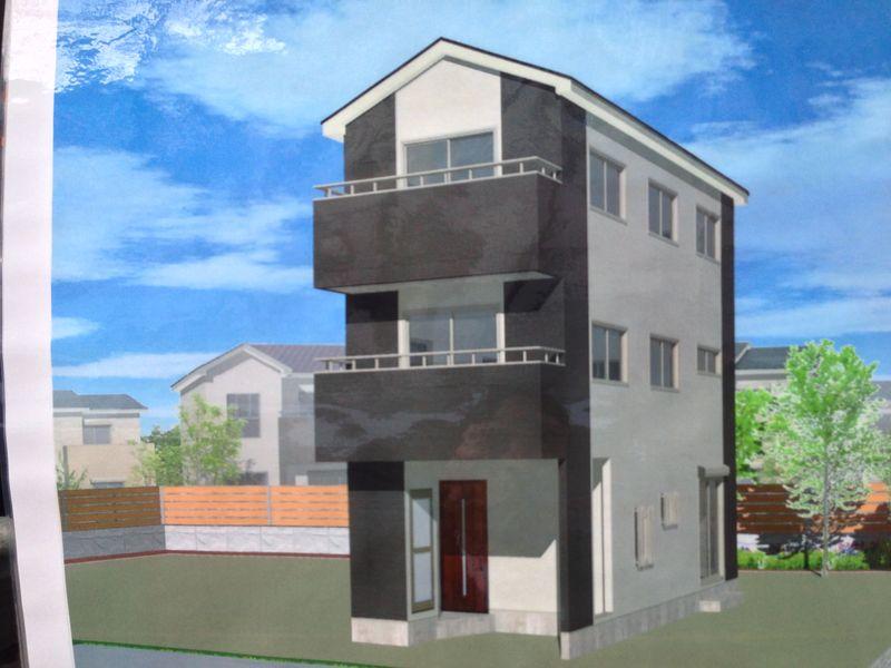 Rendering (appearance). 4-way corner lot Nothing stood around the building.