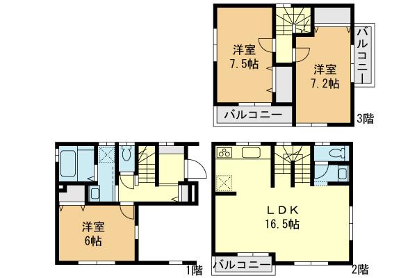 Floor plan. (Building 2), Price 40,800,000 yen, 4LDK, Land area 59.49 sq m , Building area 98.93 sq m