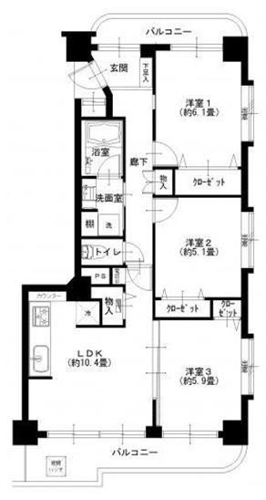 Floor plan. 3LDK, Price 29,900,000 yen, Occupied area 64.78 sq m , Balcony area 12.08 sq m site (December 2013) Shooting