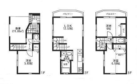 Floor plan. (C Building), Price 35,500,000 yen, 3LDK, Land area 47.4 sq m , Building area 85.91 sq m