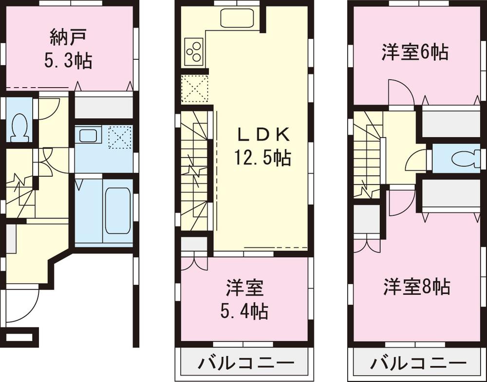 Floor plan. (D Building), Price 37,800,000 yen, 3LDK+S, Land area 56.14 sq m , Building area 93.69 sq m