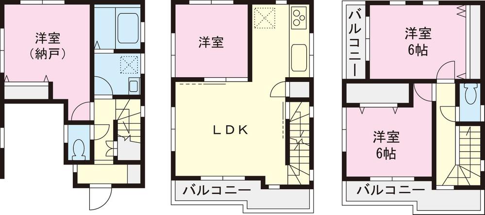 Floor plan. (E Building), Price 37,800,000 yen, 3LDK+S, Land area 56.14 sq m , Building area 90.87 sq m
