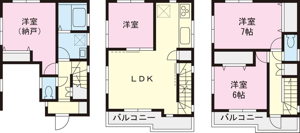 Floor plan. (F Building), Price 41,800,000 yen, 3LDK+S, Land area 56.14 sq m , Building area 93.35 sq m