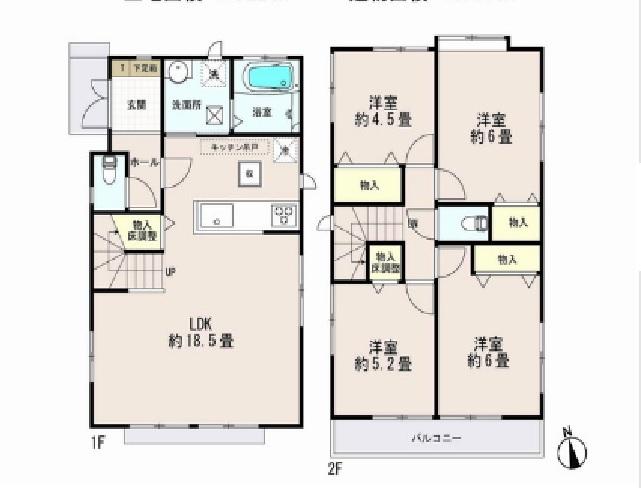 Floor plan. 46,800,000 yen, 4LDK, Land area 89.22 sq m , Building area 93.36 sq m
