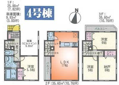 Floor plan. 38,800,000 yen, 3LDK+S, Land area 59.79 sq m , Building area 107.01 sq m