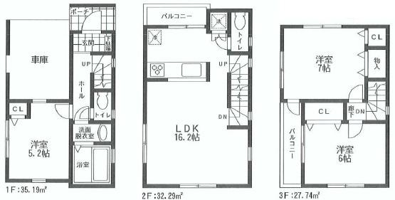Floor plan. 42,800,000 yen, 3LDK, Land area 54.8 sq m , Building area 95.22 sq m