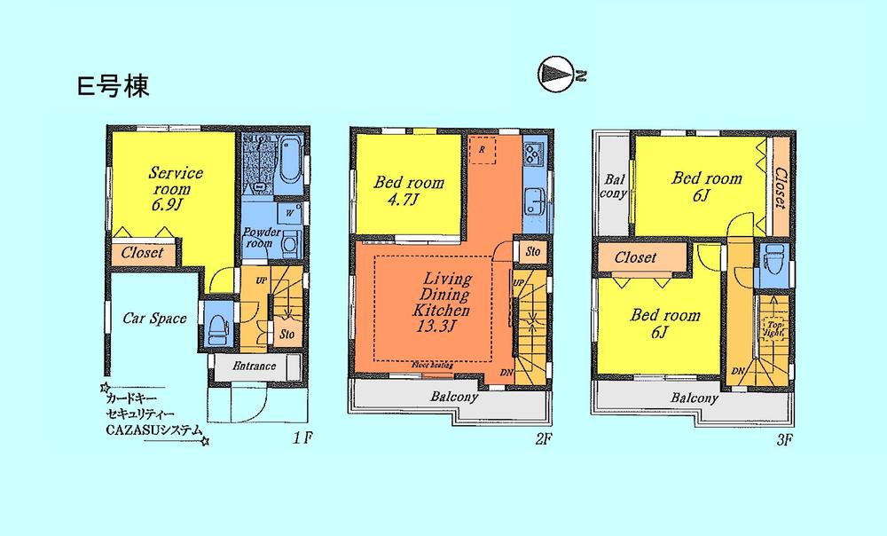 Floor plan. (E Building), Price 37,800,000 yen, 4LDK, Land area 56.14 sq m , Building area 100.39 sq m