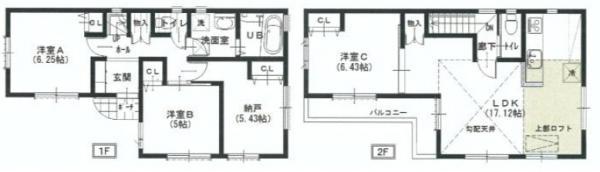 Floor plan. 42,800,000 yen, 3LDK+S, Land area 74.93 sq m , Building area 89.5 sq m