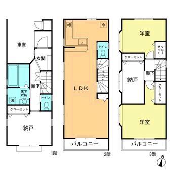 Floor plan. 43,800,000 yen, 2LDK + 2S (storeroom), Land area 61.21 sq m , Building area 105.99 sq m
