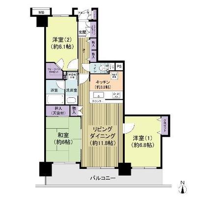 Floor plan. ● for the south-facing and high floor, Day view good
