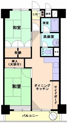 Floor plan. 2DK, Price 17.8 million yen, Footprint 51.7 sq m , Balcony area 6.6 sq m