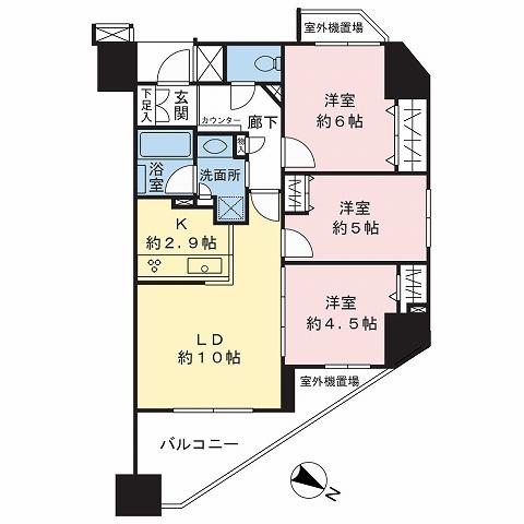 Floor plan. 2LDK + S (storeroom), Price 32,200,000 yen, Occupied area 63.72 sq m , Balcony area 7.01 sq m floor plan