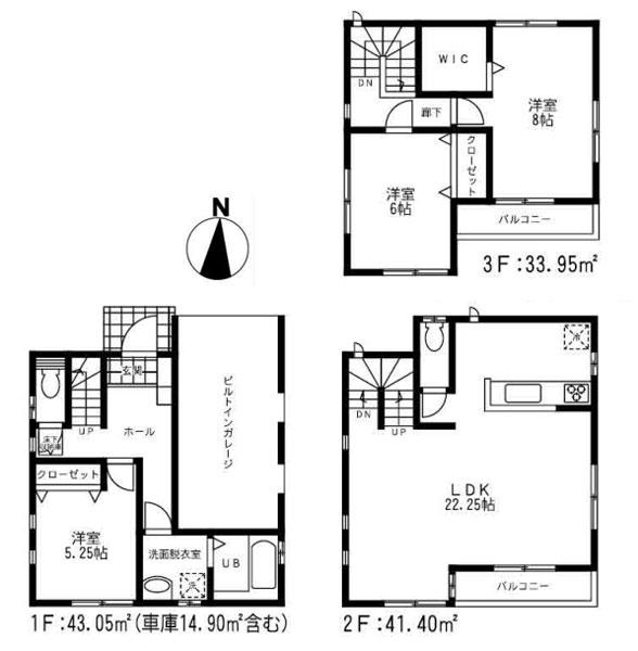 Floor plan. (1 Building), Price 44,800,000 yen, 3LDK, Land area 74.1 sq m , Building area 103.5 sq m