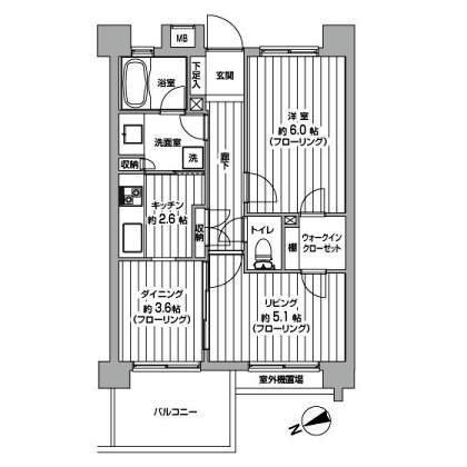 Floor plan. 1LDK, Price 26,900,000 yen, Footprint 43.5 sq m , Balcony area 6 sq m