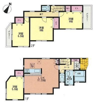 Floor plan. 53,800,000 yen, 4LDK, Land area 120.77 sq m , Building area 99.1 sq m