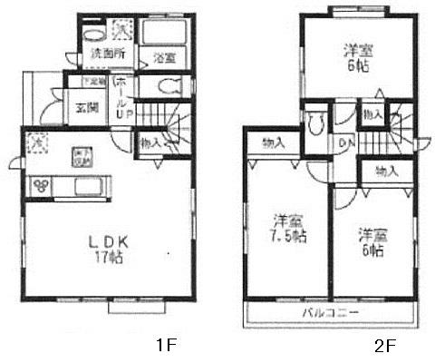 Floor plan. (A Building), Price 47,800,000 yen, 3LDK, Land area 99.55 sq m , Building area 86.94 sq m