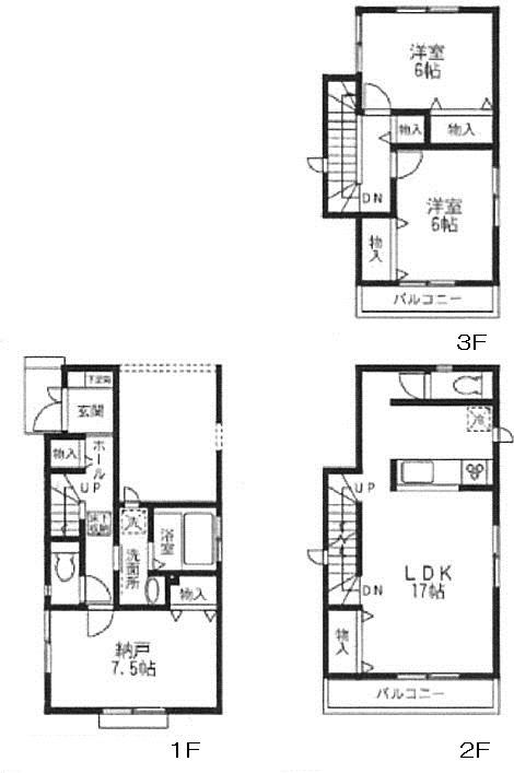 Floor plan. (B Building), Price 40,800,000 yen, 2LDK+S, Land area 77.36 sq m , Building area 95.22 sq m