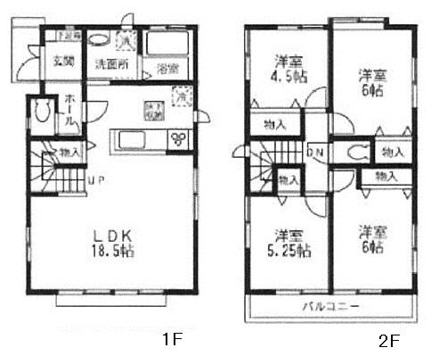 Floor plan. (D Building), Price 46,800,000 yen, 4LDK, Land area 89.22 sq m , Building area 93.36 sq m