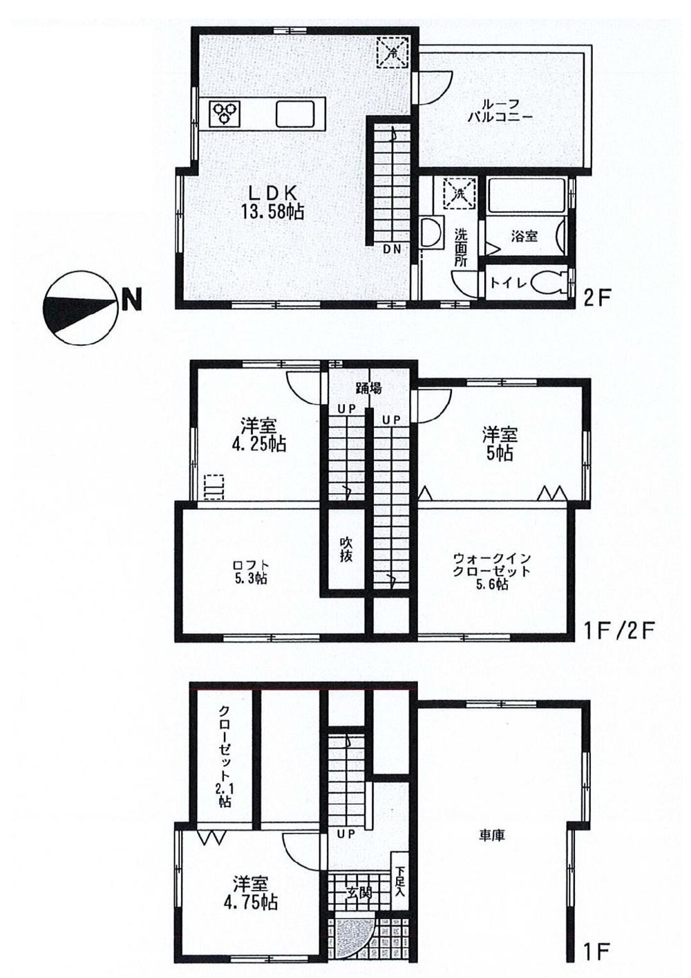 Floor plan. 45,800,000 yen, 3LDK, Land area 62.21 sq m , Building area 84.21 sq m