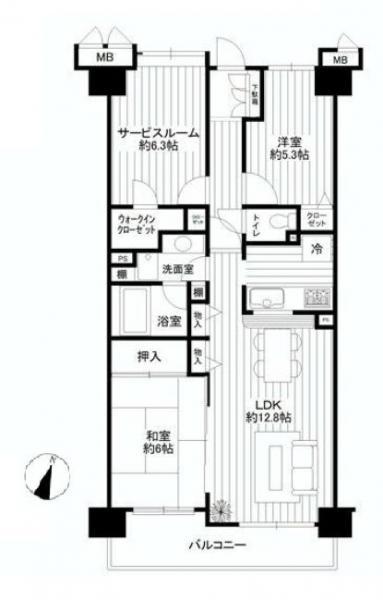 Floor plan. 2LDK+S, Price 21.9 million yen, Footprint 75.2 sq m , Balcony area 8.44 sq m