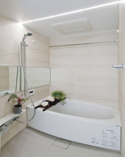 Bathing-wash room.  [bathroom] Since the insulating the whole tub with a heat insulating material, It can be kept warm for a long time, You can save energy costs.