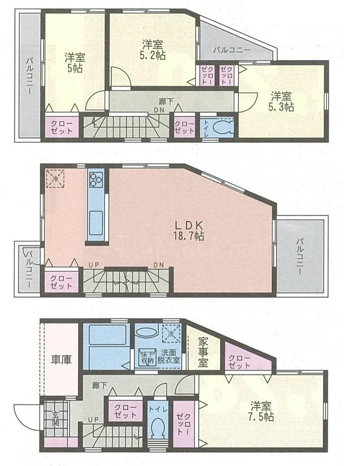 Floor plan. (A Building), Price 41,800,000 yen, 4LDK, Land area 68.14 sq m , Building area 119.81 sq m
