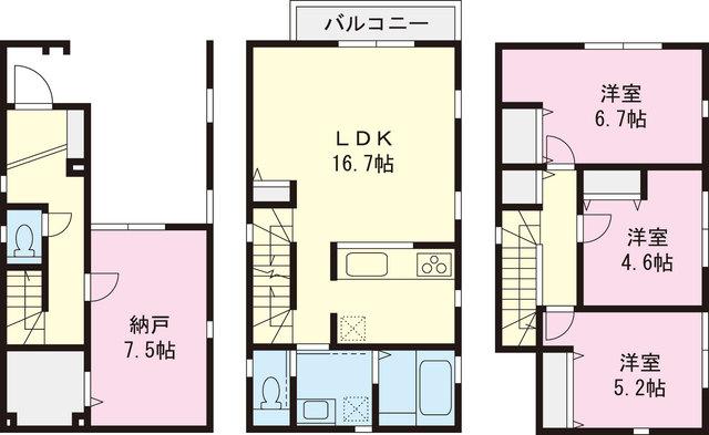 Floor plan. 42,800,000 yen, 3LDK, Land area 70.08 sq m , Building area 106.13 sq m