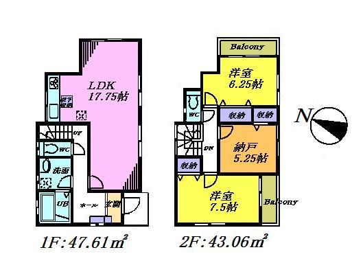 Floor plan. 36,800,000 yen, 2LDK + S (storeroom), Land area 100.38 sq m , And LDK17.75 Pledge of building area 90.67 sq m room, All room is an easy-to-use floor plans with storage.
