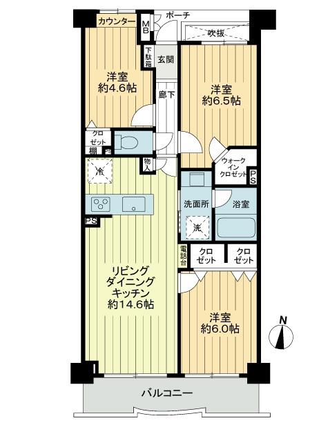 Floor plan. 3LDK, Price 36,900,000 yen, Footprint 70.1 sq m , Balcony area 8.31 sq m