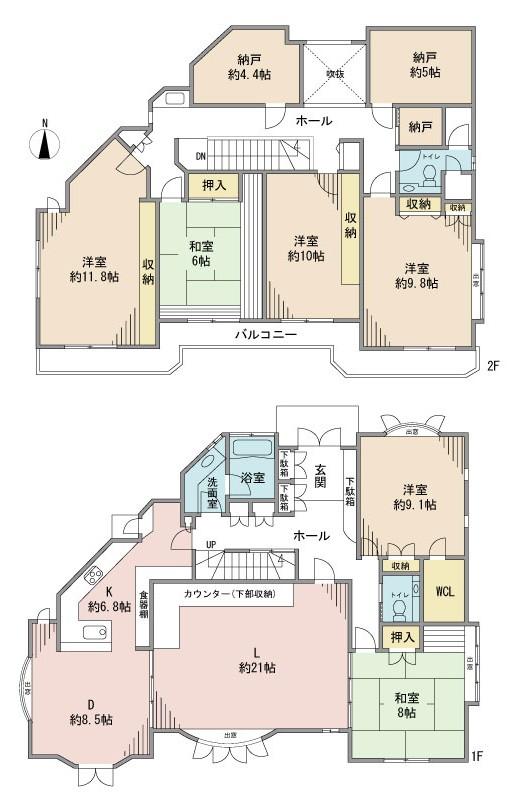Floor plan. 100 million 9.8 million yen, 6LDK + 2S (storeroom), Land area 296.69 sq m , Building area 309.82 sq m floor plan