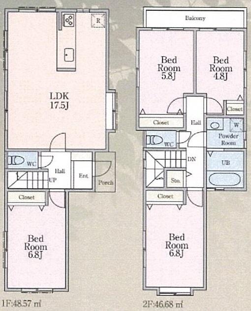 Floor plan. (4 Building), Price 41,800,000 yen, 4LDK, Land area 104.67 sq m , Building area 95.25 sq m