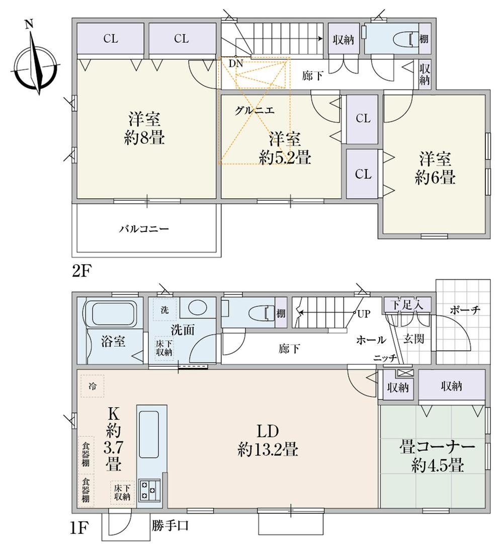 Floor plan. (1 Building), Price 63,800,000 yen, 3LDK, Land area 101.77 sq m , Building area 102.26 sq m