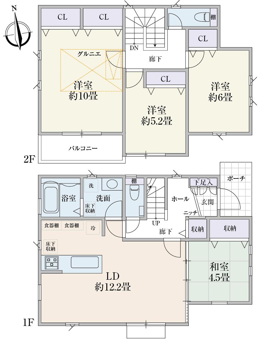Floor plan. (4 Building), Price 63,800,000 yen, 4LDK, Land area 100.31 sq m , Building area 102.67 sq m