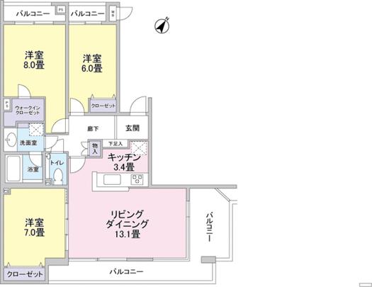 Floor plan. Occupied area 82.77 sq m . All room 6 tatami mats or more of the 3LD ・ K is the type of room