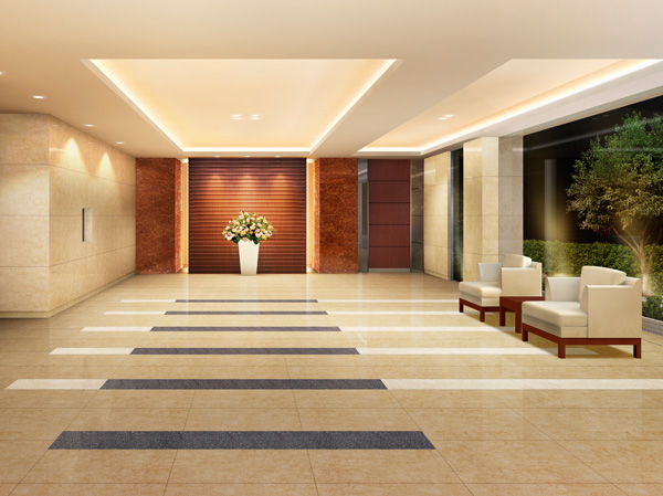 Shared facilities.  [Entrance hall] Entrance Hall designed the hospitality of heart-themed gently with a soft lighting, Live person, Exquisitely greeted those who visit. (Breeze Square / Rendering)